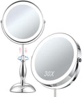 1X/30X 8" Magnifying Makeup Mirror with Lights, Height Adjustable for Desk by DASLAVA-BrightYourLife