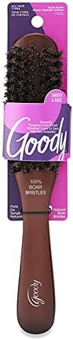 Goody Smoothing Hairbrush with Natural Boar Bristles for Frizz Control, Flyaway Control, Smooth Shiny Finish, Wooden Styling Brush for All Hair Types by Goody
