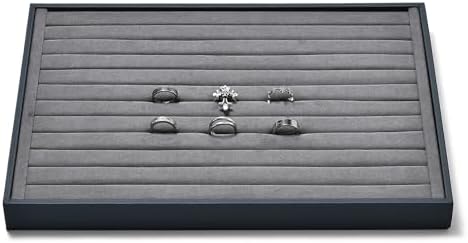 Grey Microfiber Ring Jewelry Display Organizer Tray by Woodten