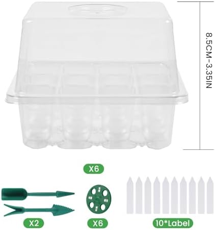 Seed Starter Trays with Grow Lights, 72 Cells Seed Starter Kit with Lights, 4 Timing Set, Germination Kit for Seed Starting Trays, Seedling Starter with High Humidity Control Domes (White, 6PCS) - Image 5