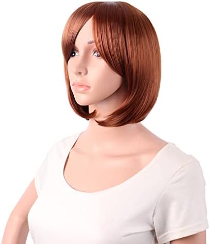 MapofBeauty 30 cm Women Short Straight Cosplay Party BOB Wig, Ginger Orange - Image 3