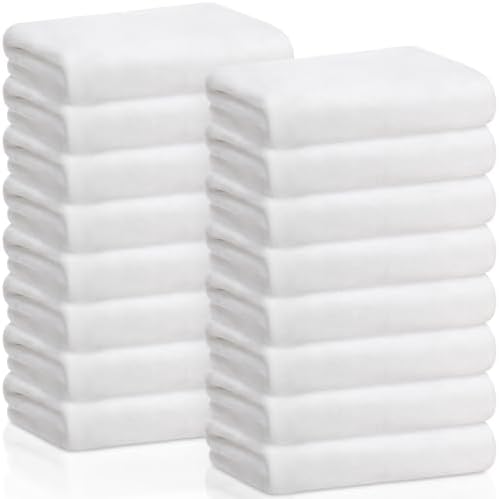 SmoothNovelty 16 Pack Microfiber Bath Towels Bulk, Simple, White by SmoothNovelty