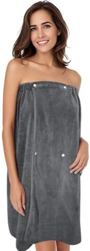 SINLAND Microfiber Women Spa Wrap with Adjustable Closure, Dgrey, 32"x60" by SINLAND