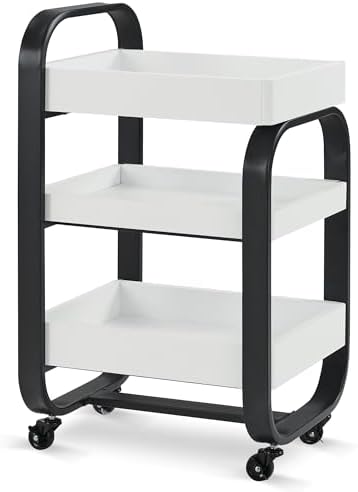BarberPub 3-Tier Salon Trolley Cart with Locking Wheels Black 2085 by BarberPub