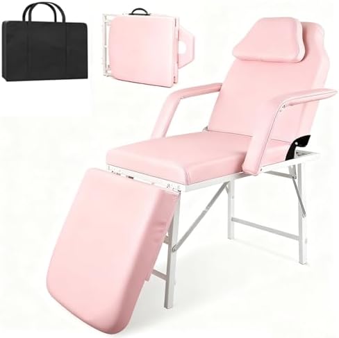 Portable Tattoo Chair, Foldable 73" Spa Facial Bed with Carry Bag, Pink by COOFEL