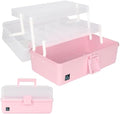 WEWLINE Hair Accessories Organizer 13-Inch Art Supply Bin Sewing Box 3-Layers Craft Storage Organizer with Handle Pink Tool Tackle Box Storage Great Gift for Kids by WEWLINE