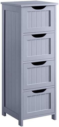 Yaheetech Bathroom Storage Cabinet, 12" W Slim 4-Drawer Design, Gray by Yaheetech