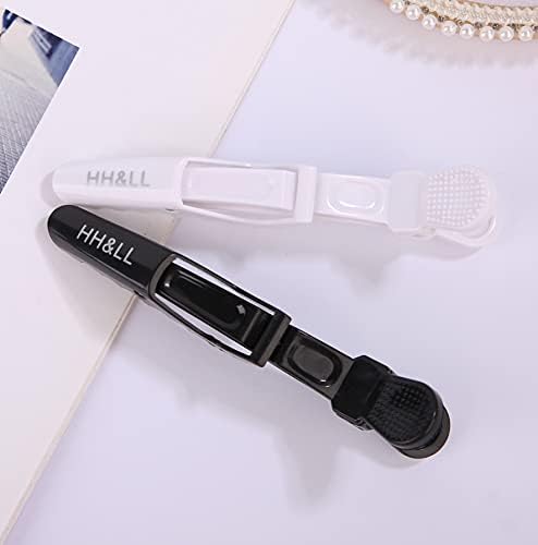 HH&LL Hair Clips for Women Wide Teeth & Double-Hinged Design Alligator Styling Sectioning Clips of Professional Hair Salon Quality - 10 Pack (Black+White) - Image 3