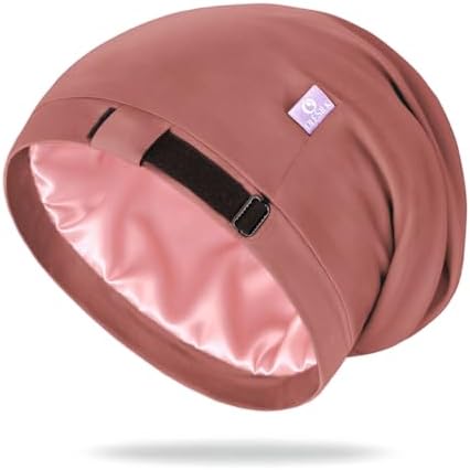 OLESILK 100% Mulberry Silk Bonnet for Sleeping Women, Hair Wrap for Curly Hair Care, Real Silk, Not Satin, Reddish Brown by OLESILK