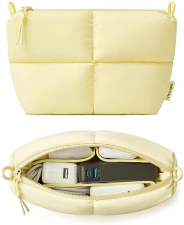 Comfyable Puffy Electronics Organizer Travel Case, Cute Tech Pouch for Women Men, Cable Storage Bag for Charger, Phone, Power Bank, Cord, Compact Tech Accessories Pouch, Butter Yellow by Comfyable