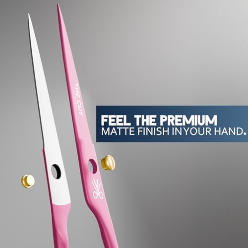 The Cut Factory- 6.5” Professional Hair Scissors - High Carbon 420 Stainless Steel Hair Cutting Scissors, Ultra-Sharp Barber Shears for Salon & Home (PINK) - Image 2