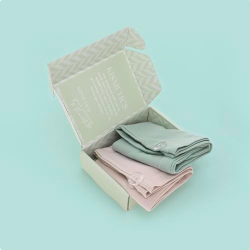 2 Pack T-Shirt Hair Plopping Towel for All Textures - Cotton Blend Water Absorption Turban with Secure Button - Moisture Gentle Styling and Setting Wrap - Sage & Pink - Image 7