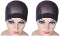YANTAISIYU 2 Pcs/Lot Wig Caps Mesh Cap for Making Wig Stretchable Hairnets with Wide Elastic Band Mesh Dome Cap for Wigs (Black Mesh Cap M) by YANTAISIYU