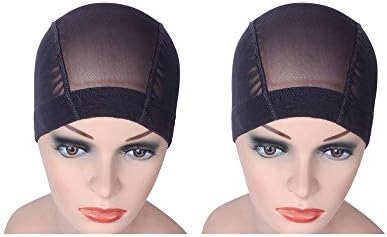 YANTAISIYU 2 Pcs/Lot Wig Caps Mesh Cap for Making Wig Stretchable Hairnets with Wide Elastic Band Mesh Dome Cap for Wigs (Black Mesh Cap M) by YANTAISIYU