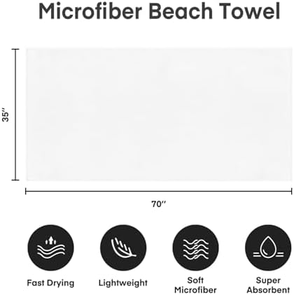 JML Microfiber Bath Towels, 40" x 80", 2 Pack, White - Image 2
