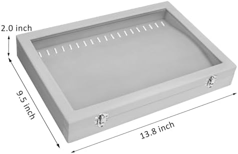 Vicoter 20 Hooks Necklace Organizer,Velvet Necklace Holder Tray with Lid - Image 2