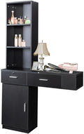 Salon Station Wall Mount Barber Station Salon Stations for Hair Stylist with Appliance Holders Hair Salon Station with Lockable Drawers Salon Cabinet with 3 Shelves for Beauty Spa (Black) by Lalurten