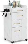 BarberPub Salon Trolley Cart with Lockable Wheels DC2053(White) by BarberPub