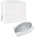 Stay Golden Luxury Insulated Makeup Bag for Women – Heat-Resistant Vegan Leather Cosmetic Case for Hot Car, Pool, Travel & Skincare, Waterproof | White, Silver Zipper, Medium (9.5 x 7 x 3 in) by StayGoldenBrands