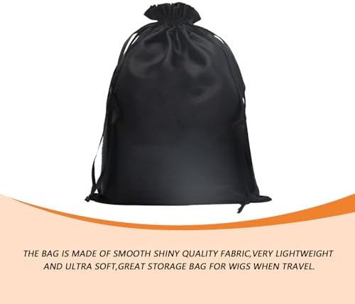 2 Pcs Silk Satin Wig Bags with Drawstring Tassel, Hair Storage Bags, Black Wig Packaging Sacks for Multiple Wigs Bundles Hair Extensions, Perfect for Home Salon Travel Gift - Image 6