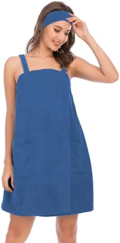 Veseacky Women Bath Wrap Towel for Womens Shower with Pocket Adjustable Spa Robe & Facial Headband - Image 3