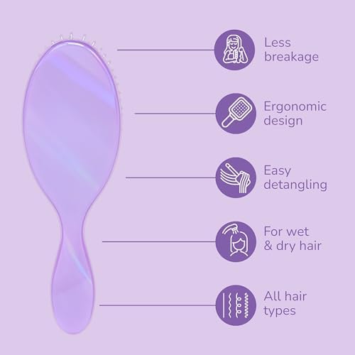 Wet Brush Original Detangler Hair Brush, Soft, Flexible Bristles Gently Detangle All Hair Types, Works on Wet or Dry Strands, Ergonomic Handle, Reduces Breakage, Limited Edition, Prismatic Glow Purple - Image 3