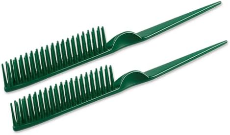SIMPOR 3 Row Hair Comb for Natural Detangling, Hair Styling Brush, Nylon Bristle Unbraider Teasing Rat Tail Comb for Women Men Green by SIMPOR