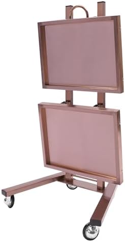 2 Tier Metal Rolling Cart, Stainless Steel Salon Tray with Wheels, Foldable Utility Carts Quiet Lockable Wheels, Folding Rolling Salon Tray Trolley for Tattoo,Hair Stylist - Image 5