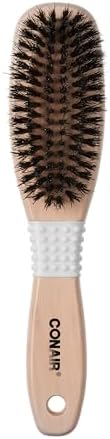 Conair Boar Bristle Hair Brush for Women, Natural Wood Handle Styling Brush for Sleek Slick Back Hair, Reduces Frizz, Adds Shine, Smooths & Detangles All Hair Types by conair