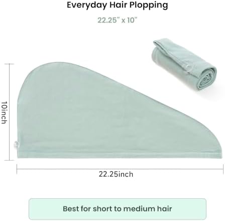 T-Shirt Hair Plopping Towel for All Textures - Cotton Blend Water Absorption Turban with Secure Button - Moisture Gentle Styling and Setting Wrap - Sage - Image 3