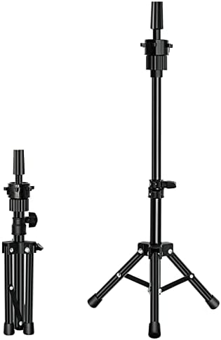 FUTAI Mini Adjustable Wig Stand Tripod Metal Holder for Mannequin Head Canvas Foam Head Hairdresser Practice Cosmetology Braiding Styling Salon Display by FUTAI