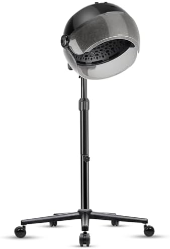 Hooded Hair Dryer, Standing Hair Dryer on Wheels, Sit Under Dryer with 3 Temperature Settings, for Salon, Spa or at Home Use Black by Qinrunkoi