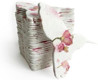 24 Pink Hummingbird Plantable Memorial Gift Tags by SeedBloom