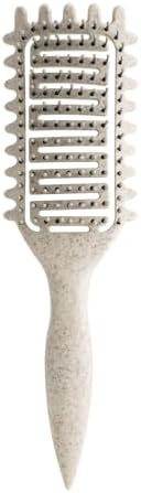 Curl Defining Brush for Curly Hair, Vented Detangling Hair Brush for Wet and Dry Styling, Curved Brush for Shaping and Smoothing Curl Clumps, Lightweight Hair Brush （Beige） by Yingbtr