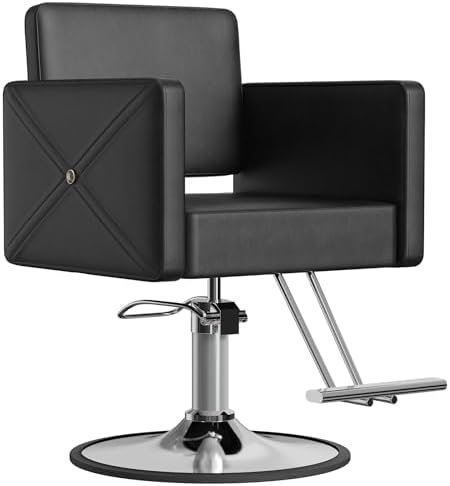 LOUVIXA Barber Chair for Hair Stylist, Height Adjustable Hydraulic Hair Salon Chair, 360 Degrees Rotation, Multi-Function Shampoo Chair for Salon Home Barbershop, Black by LOUVIXA