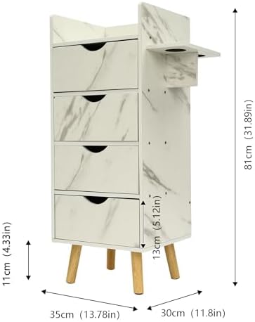 Salon Storage Cabinet, with Hair Dryer Holder, 4 Drawer Storage Cabinet, Barber Salon Storage Cabinet, Raised Table Legs Hair Stylist Station Organizer for Hair Salon (Marbled) - Image 3