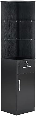BarberPub Corner Storage Cabinet with Shelves, Beauty Storage 3200 (Black) by BarberPub