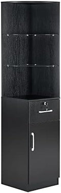 BarberPub Corner Storage Cabinet with Shelves, Beauty Storage 3200 (Black) by BarberPub