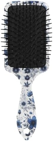 Blue Flowers Hair Brush, Soft Bristles Detangling Brush - Detangler Hairbrush Glides Through Tangles For All Hair Types (Wet Dry & Damaged Hair) - Image 2