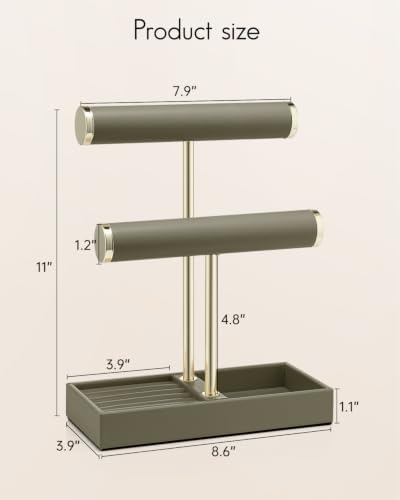 VLANDO Jewelry Organizer, 2 Tier Jewelry Bracelet Necklace Holder with Tray - Image 4