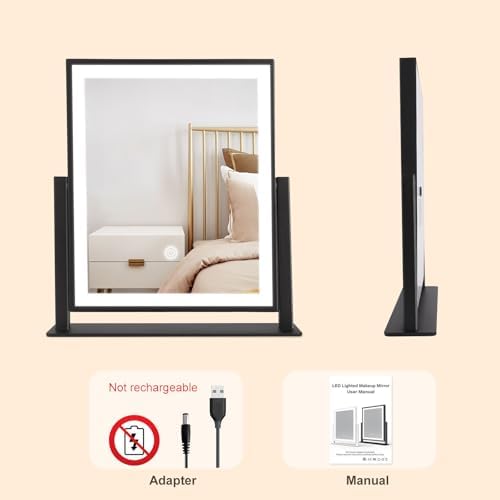 Beelux Vanity Mirror with Lights, 11" Makeup Mirror with Dimmable Light, Smart Control, Memory, Adjustable 3 Modes Lighted LED Mirror for Christmas Birthday Thanksgiving Mother's Day Black - Image 6