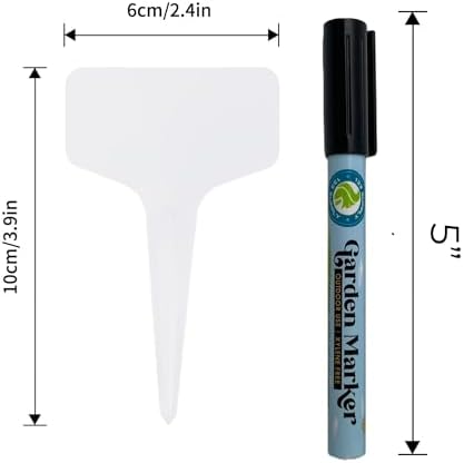 T-Type Plastic Plant Labels for Seedlings Combo | Water & Weather Resistant Garden Stakes, 100-Pack Plant Tags, and 2 Garden Marker Pens - Image 3