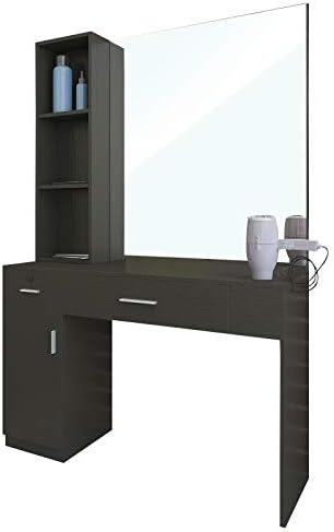 Wall Mounted Salon Station With Mirror & Left Shelf For Barber & Beauty by Artisthand