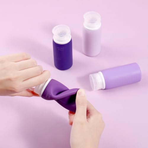 Muslish 21 Pack Travel Bottles for Toiletries, Leak-Proof TSA Compliant Silicone Travel Size Containers for Shampoo and Conditioner, BPA Free with Toiletry Bag (Purple) - Image 4