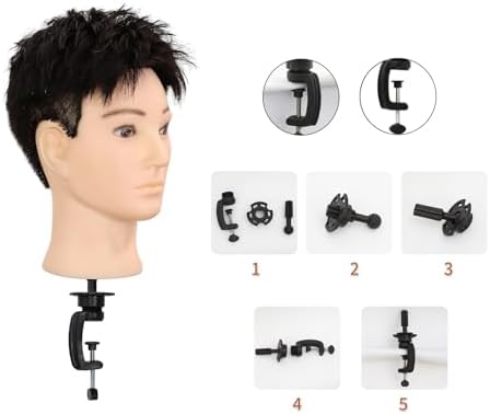 Male Mannequin Head 8 Inch Barber Mannequin Head for Cutting and Styling with Desktop Stand (Natural Black) - Image 6