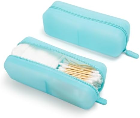 Cotton Pad Swab Travel Case, 2-in-1 Waterproof Organizer, VISFRESH (Blue) - Image 2