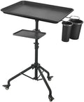 Salon Tray Cart on Wheels, Aluminum Tattoo Tray with Storage Platform, Adjustable Height Service Rolling Tray, Storage Tray Accessory for Salon Spa Dental Use, Rolling Tray Cart by LWADALN