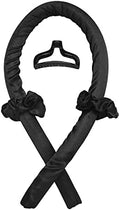 Heatless Curling Rod Headband No Heat Silk Ribbon Curling Rod Hair Roller Curls with Hair Claw Clip Lazy Natural Soft Wave DIY Hair Rollers Styling Tool for Sleep in Overnight (Black) by BATOUDE
