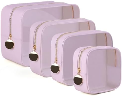YOPCDJ 4PCS Clear Makeup Bag Set, Waterproof TPU Purse Organizer Pouches, TSA Approved Toiletry Bag, Diaper Bag Organizer Pouch, Travel Organizer Bags for Women and Kids by YOPCDJ