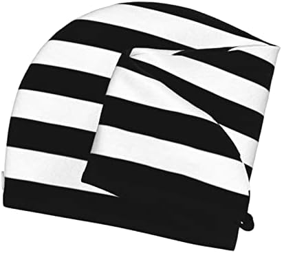 Black and White Stripe Hair Towel Wrap Microfiber Fast Drying Hair Turban with Buttons for Women Men Drying Curly, Long & Thick Hair - Image 7